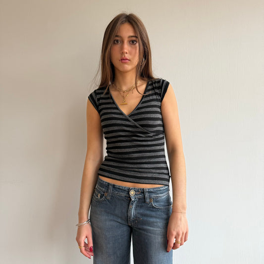 Grey black stripe top - Size XS