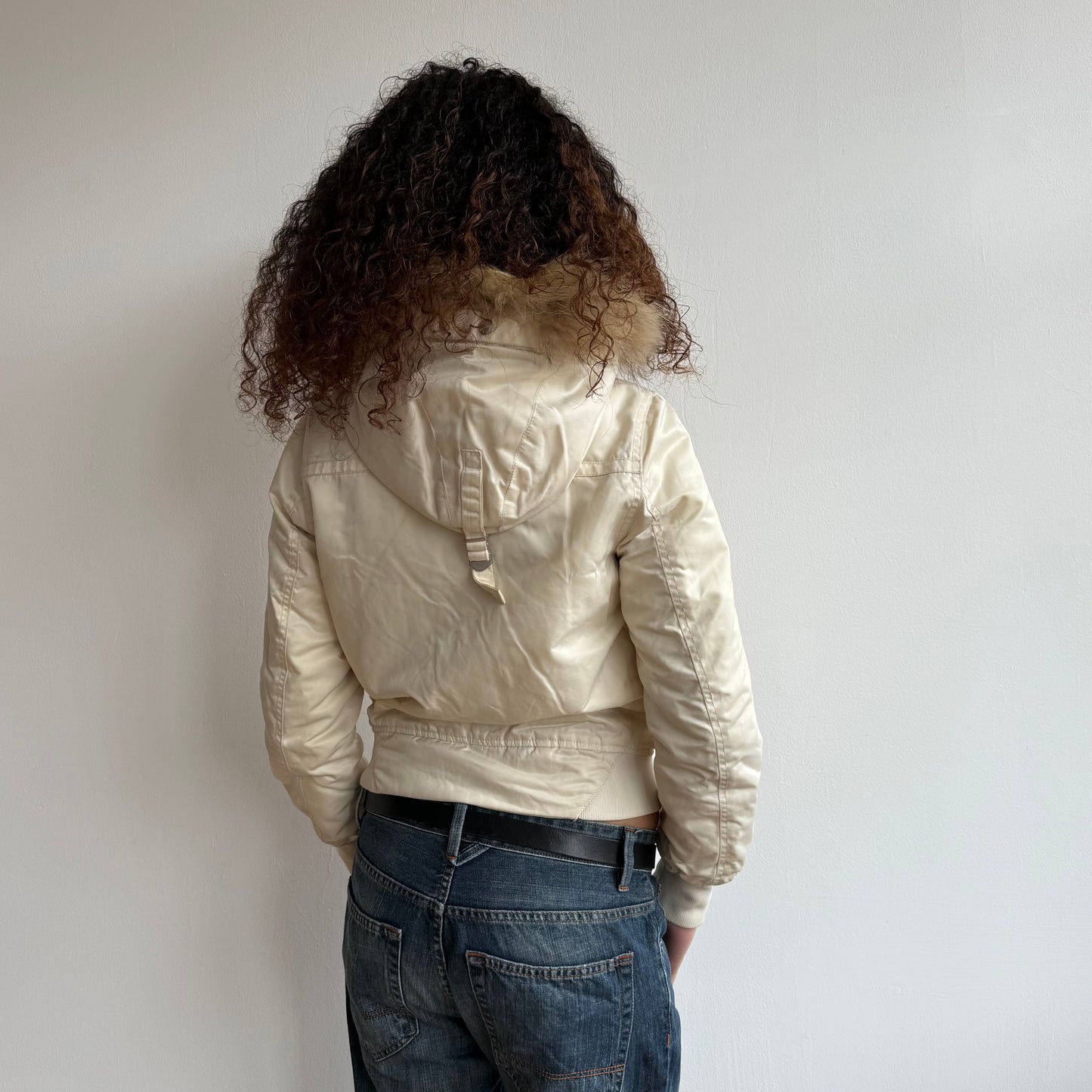 Cream fur bomber jacket - Size S/M