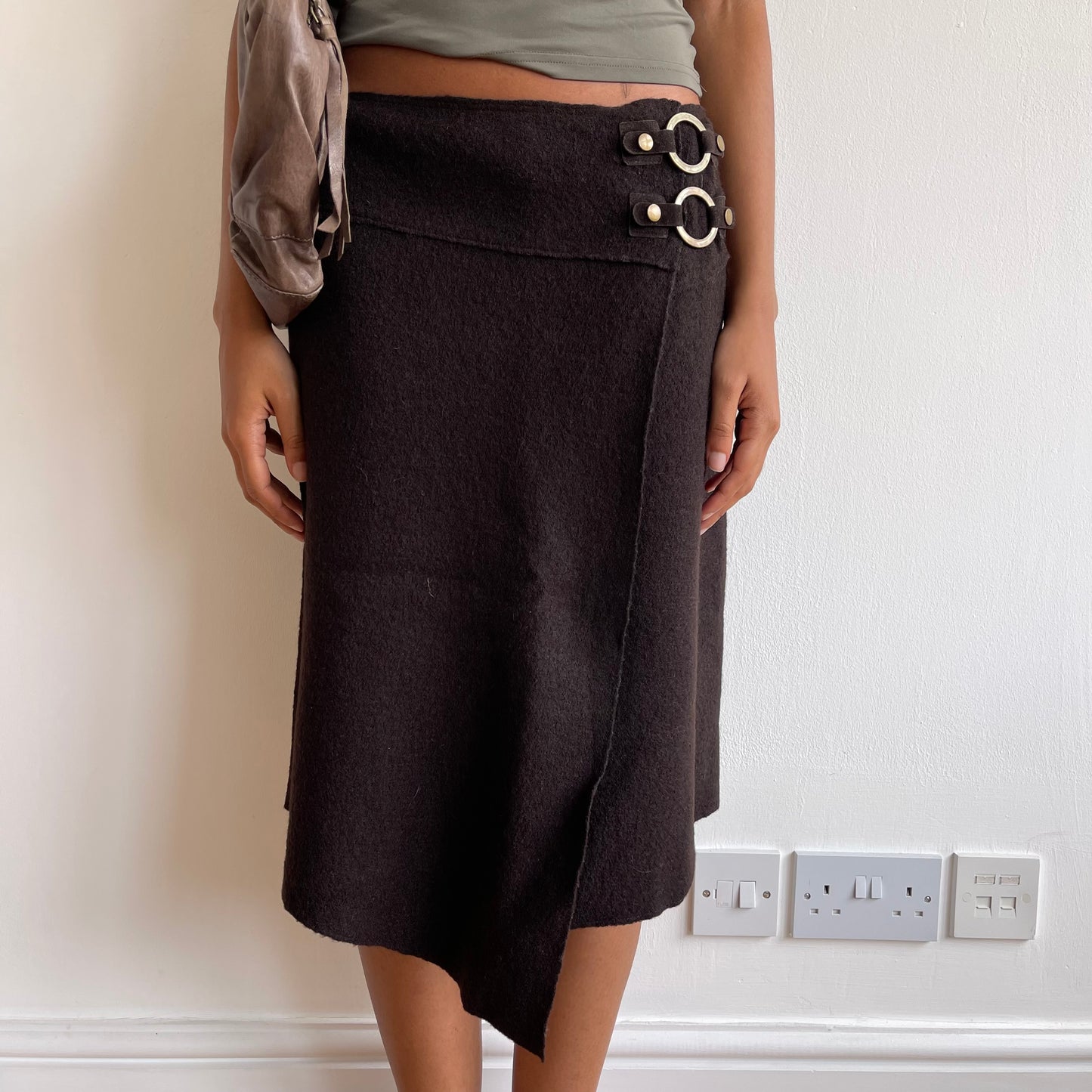 Brown wool o-ring skirt - Size S