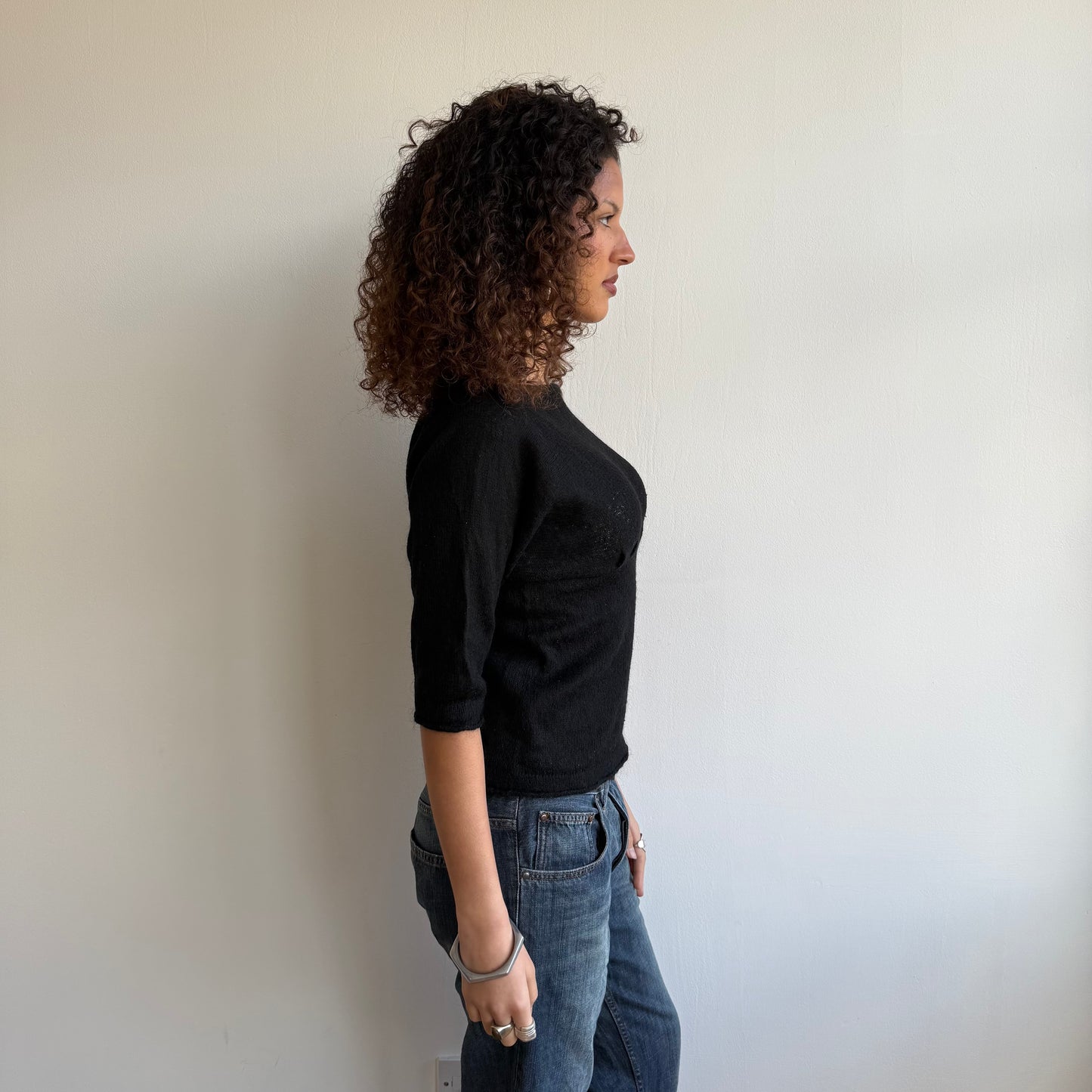 Black 3/4 sleeve jumper - Size S