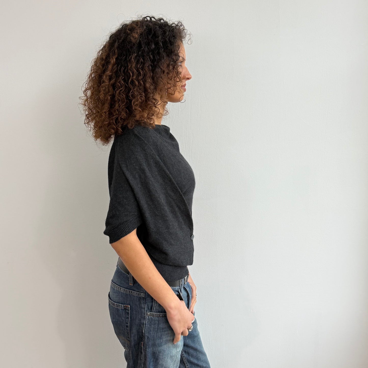 Cop Copine grey wrap button knit - Size S