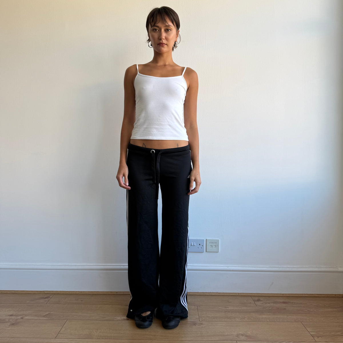 Black Adidas 3 stripe wide leg yoga pants - Size M