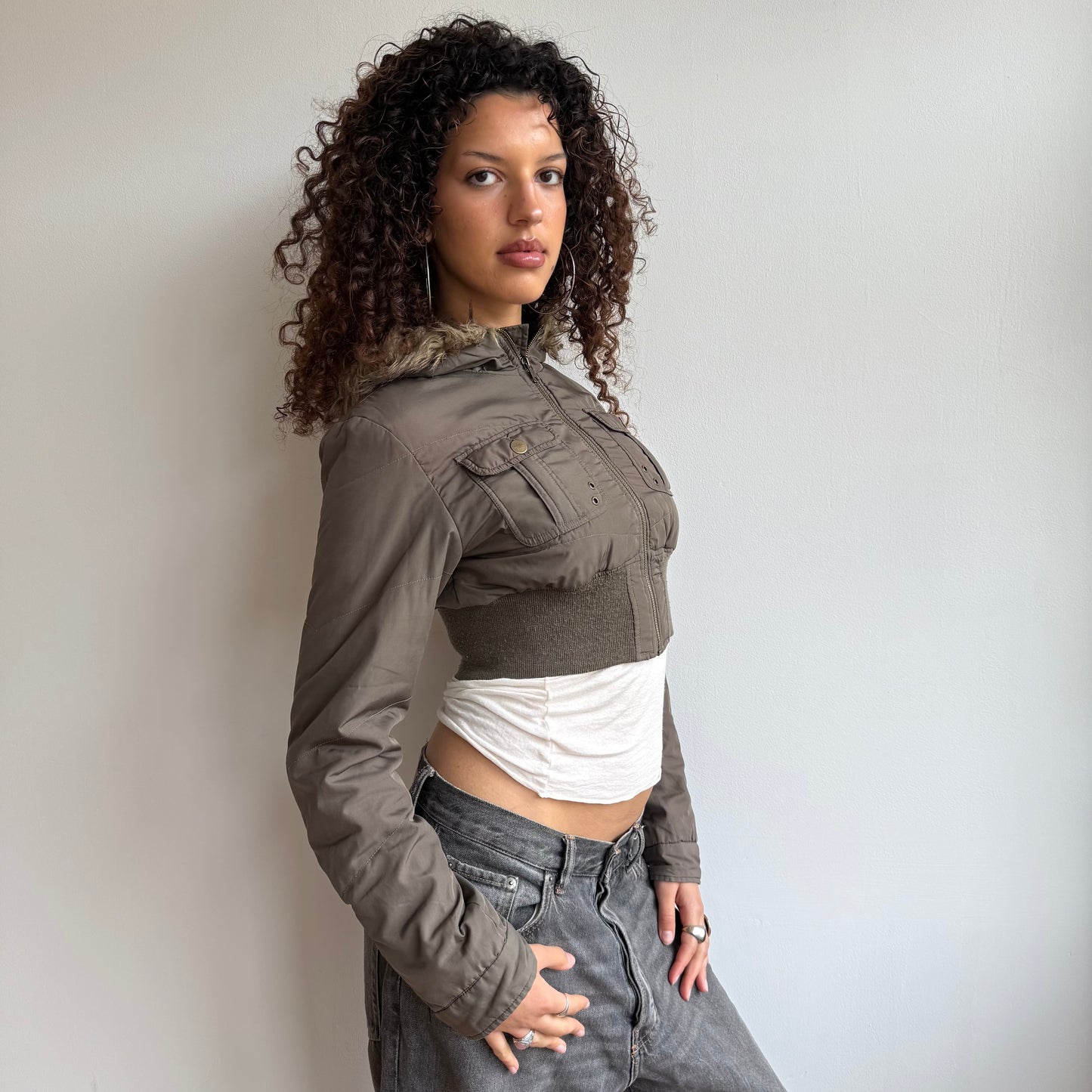 Cropped khaki puffer - Size S
