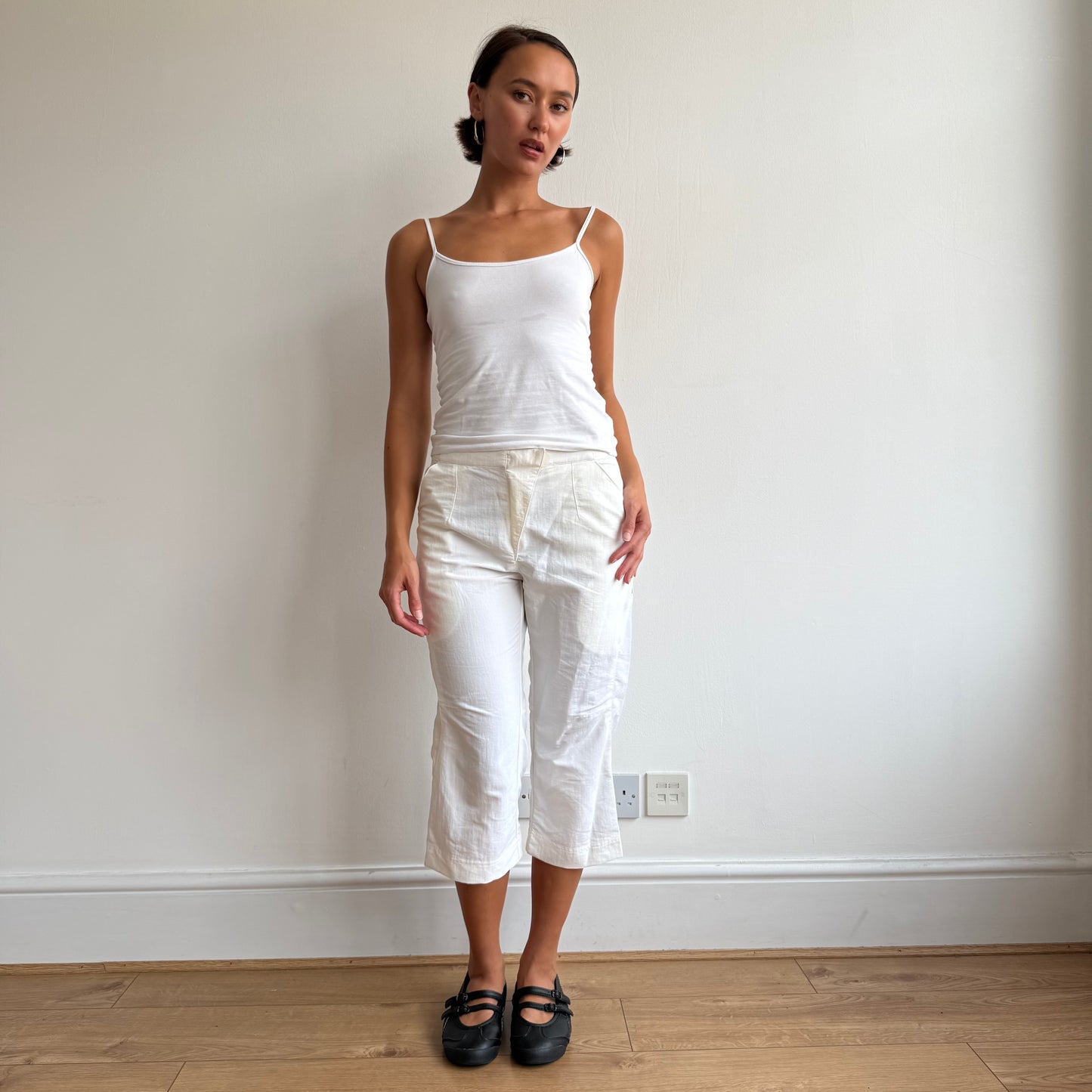 Cream Adidas wrap waist capris - Size S