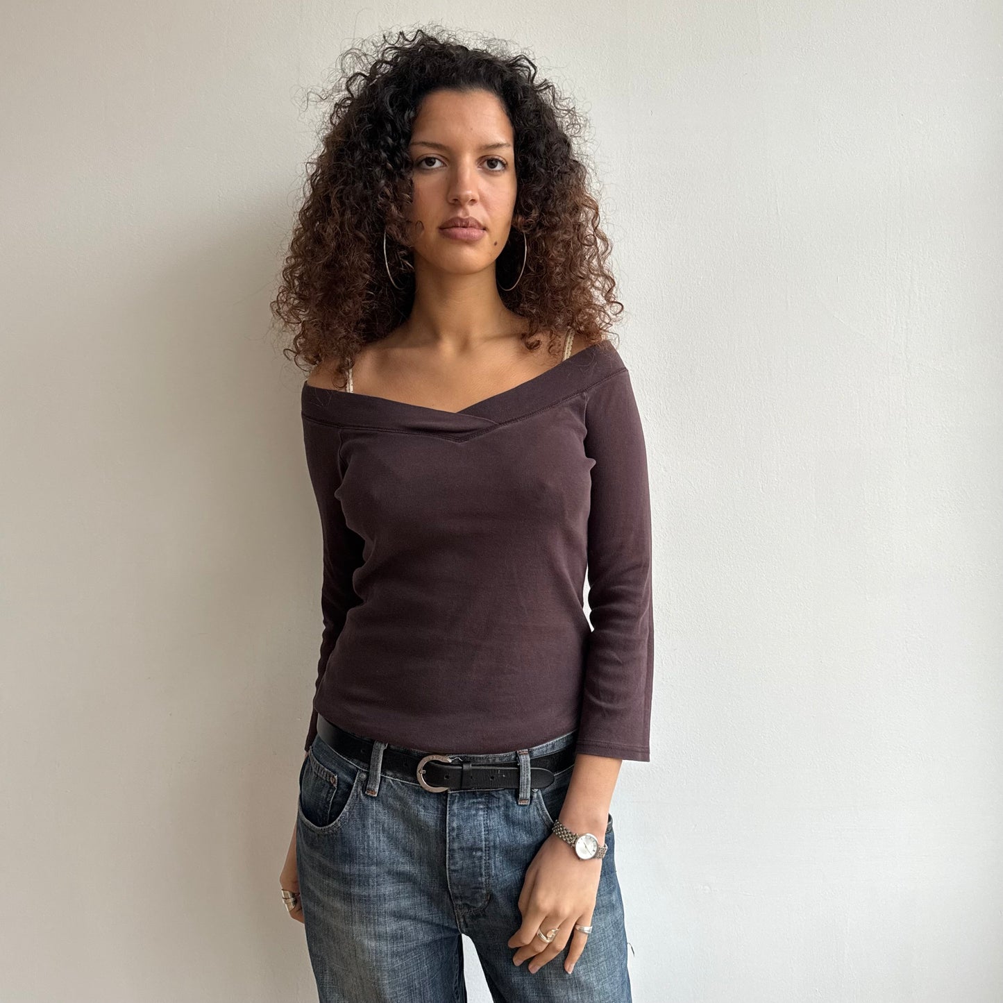 Brown 3/4 sleeve top - Size M