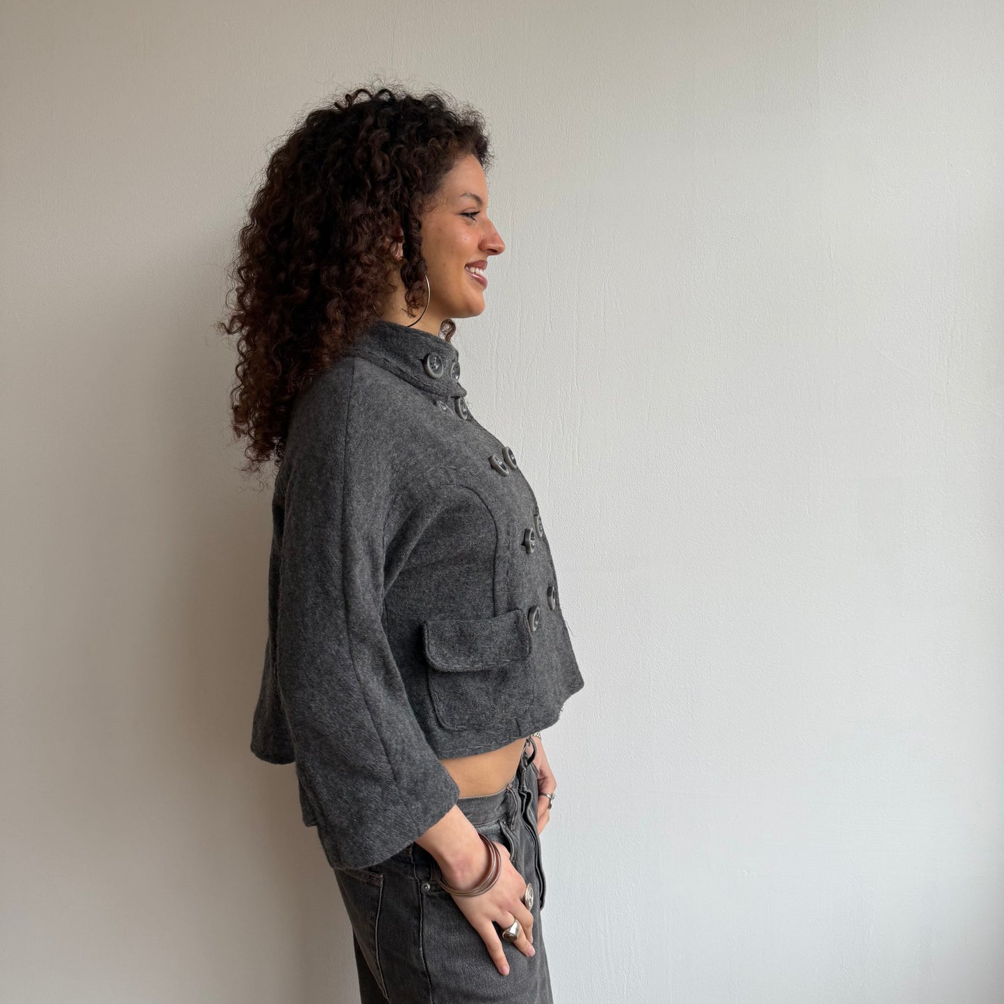 Grey wool pea jacket - Size S