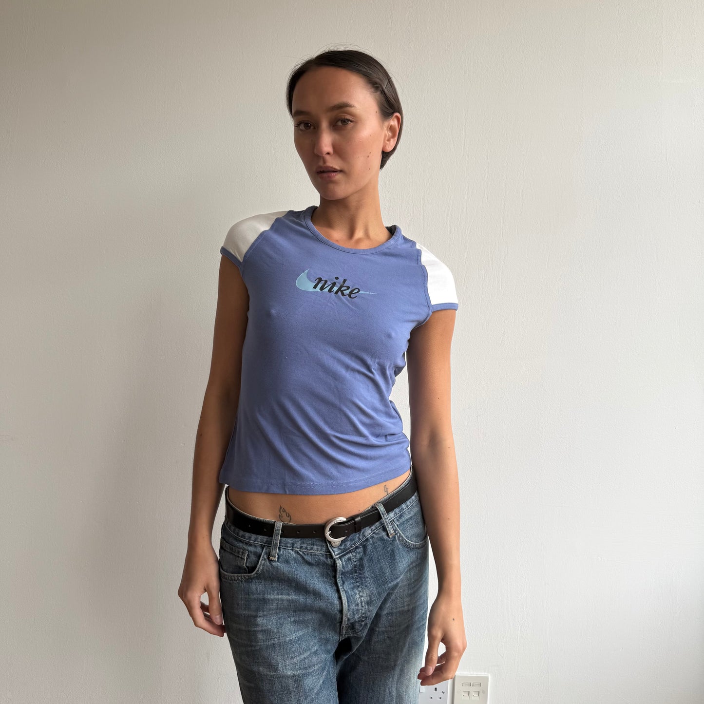 Blue Nike swoosh baby tee - Size S