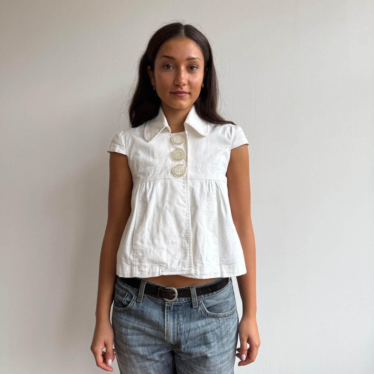 White short sleeve peacoat - Size S