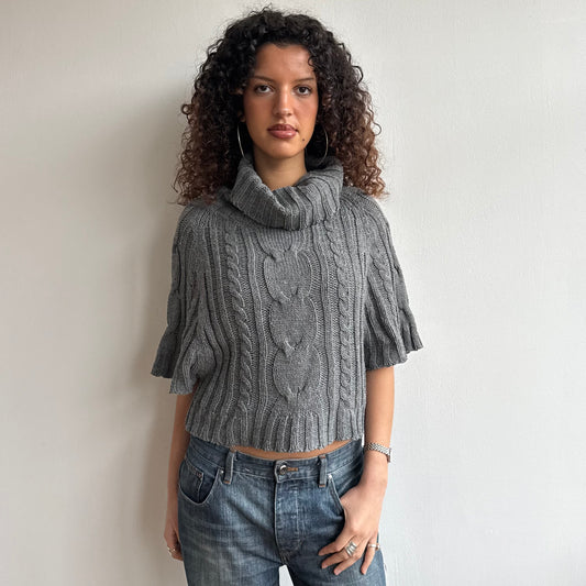 Grey batwing roll neck - Size M