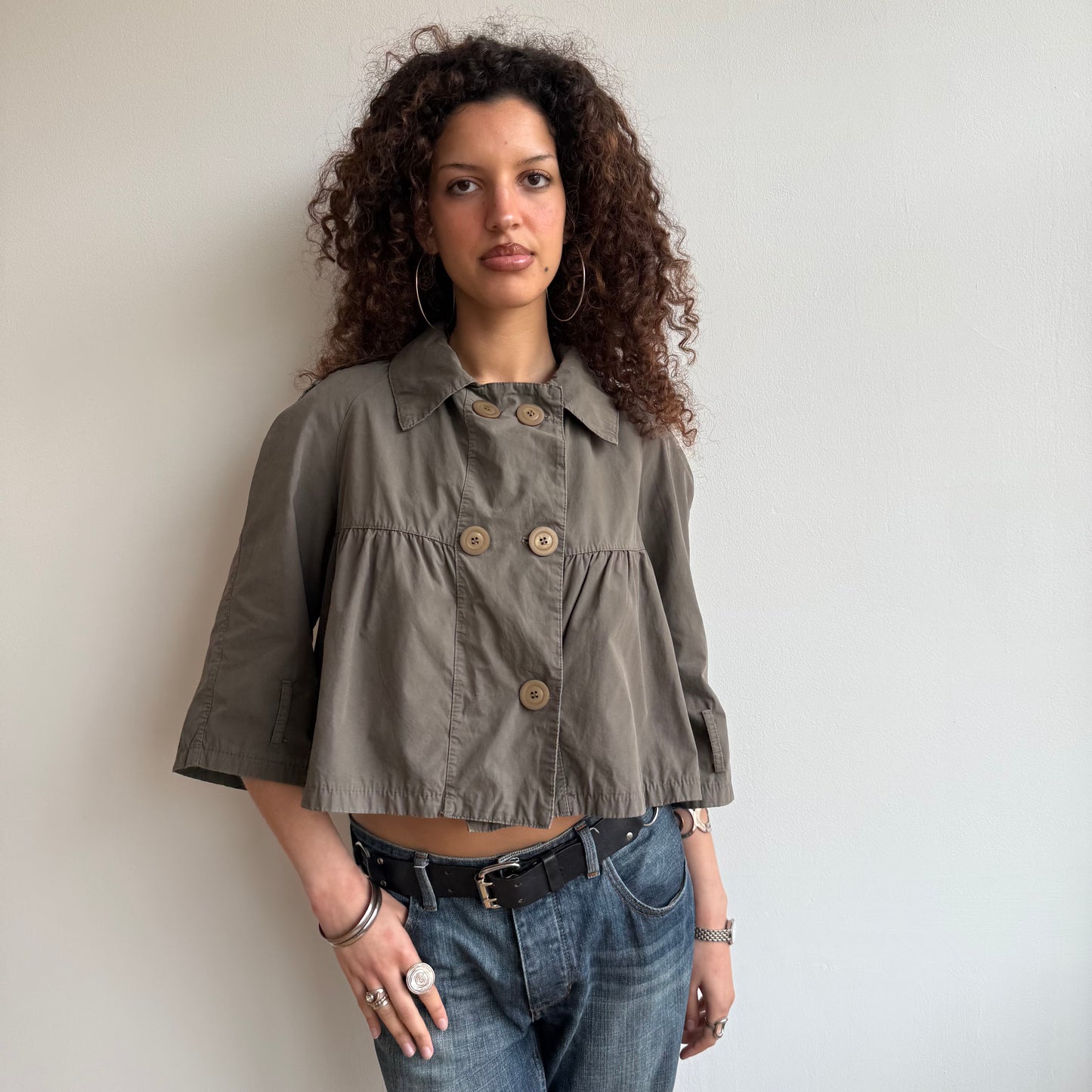 Khaki swing peacoat - Size M