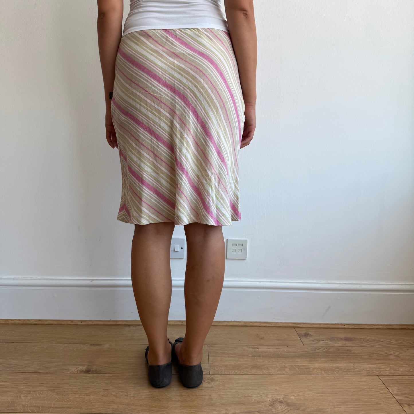 Pink striped midi skirt - Size S