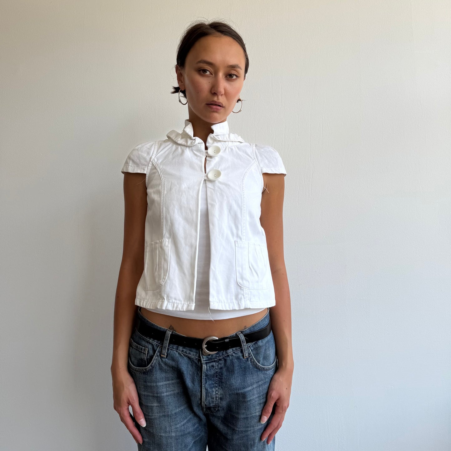 White short sleeve peacoat - Size S