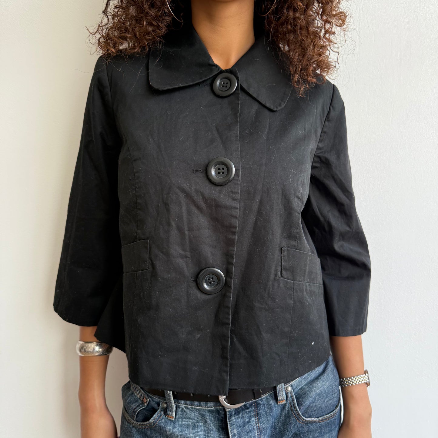 Black collar swing jacket - Size M