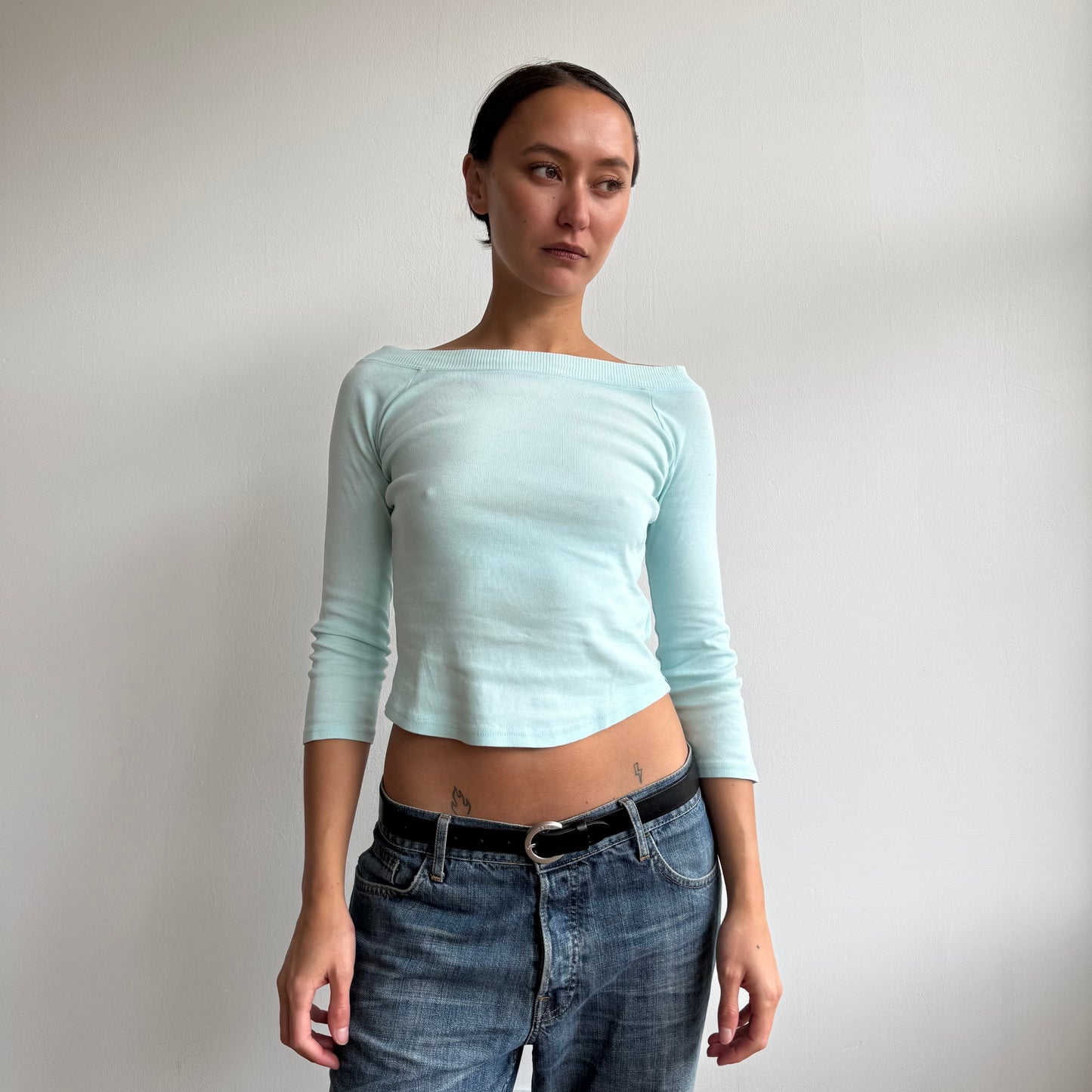 Turquoise 3/4 sleeve top - Size XS