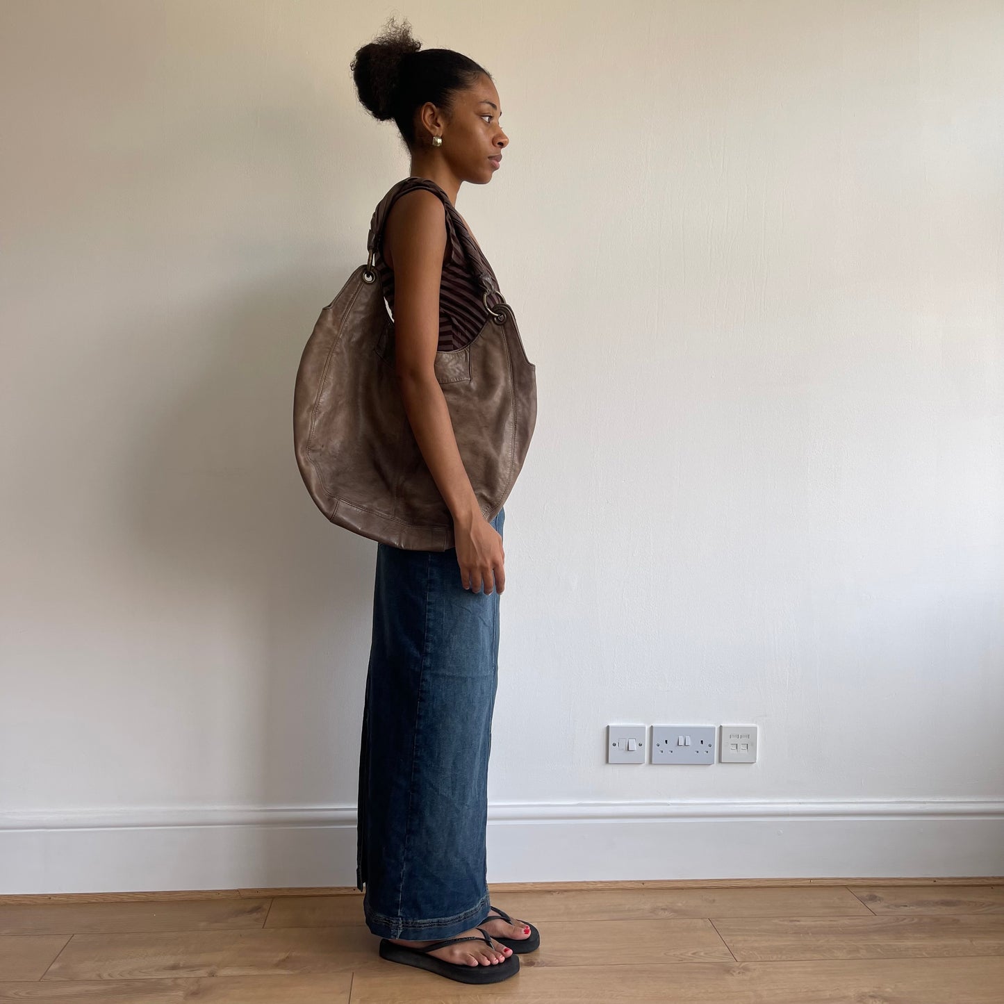 Large leather boho bag