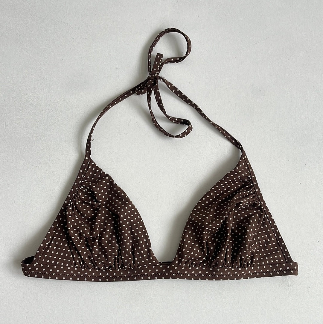 Brown polka dot bikini top - Size S