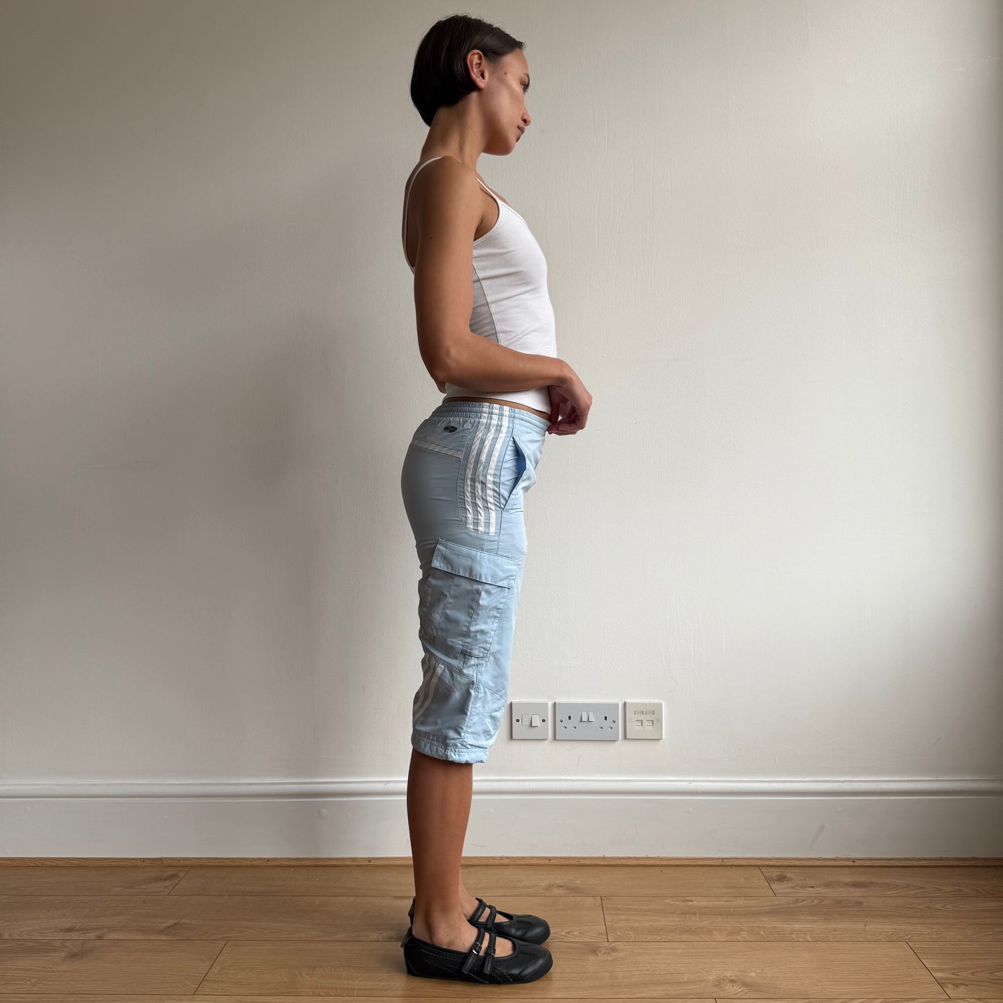 Baby blue Adidas cargo capris - Size XS