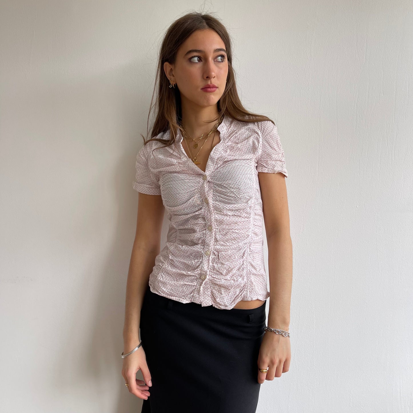 Red polka dot blouse - Size S