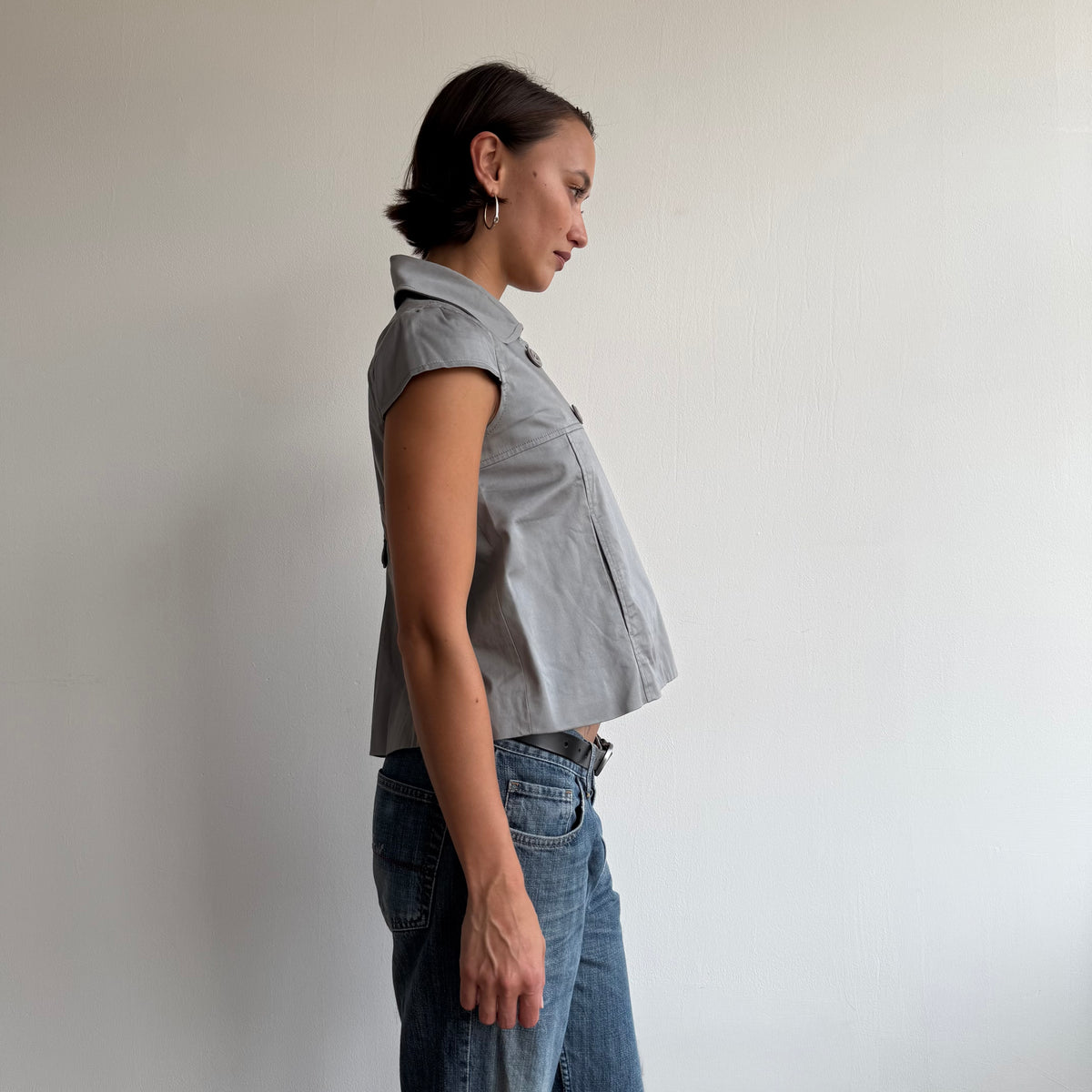 Grey short sleeve peacoat - Size S
