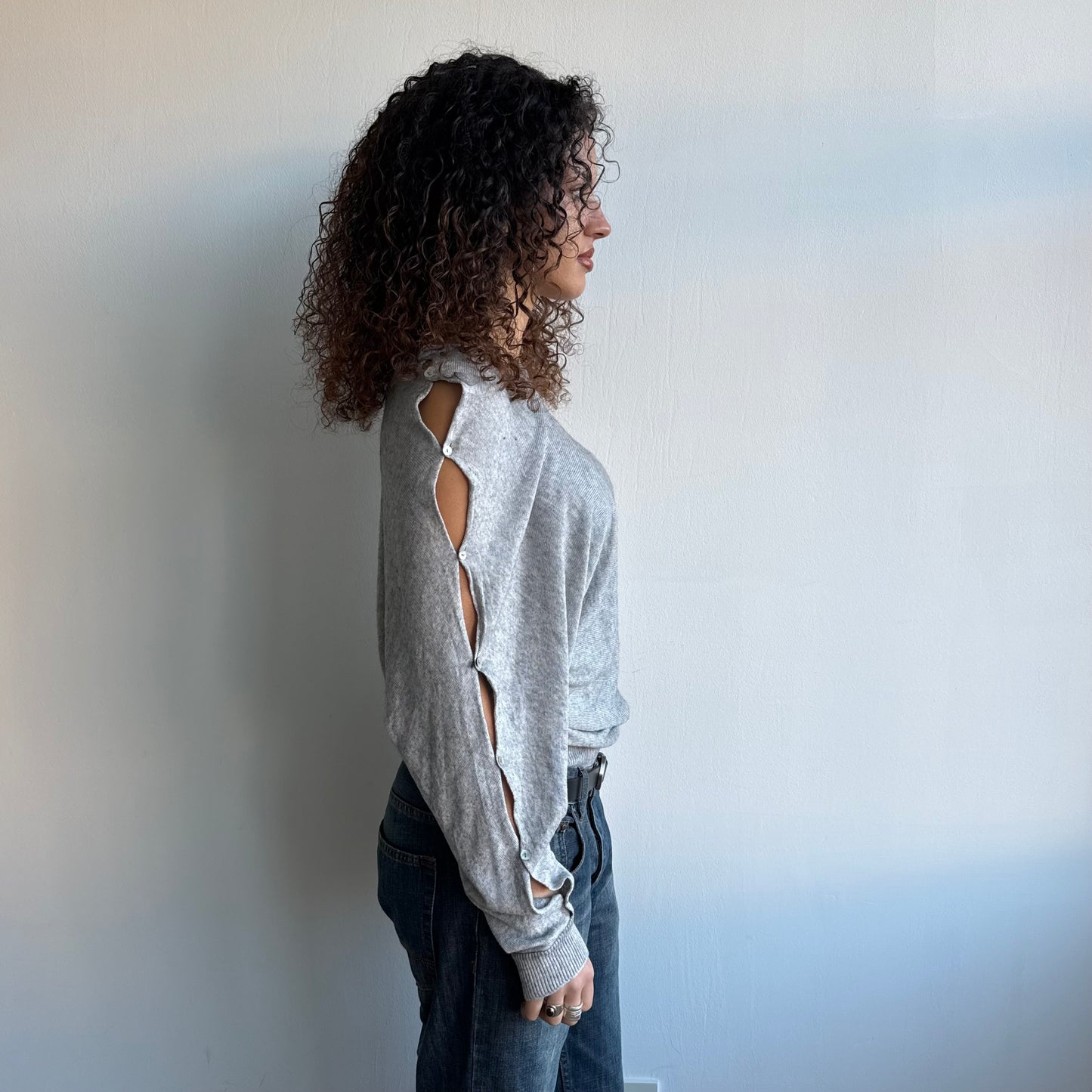 Cop Copine grey slouchy button jumper - Size M