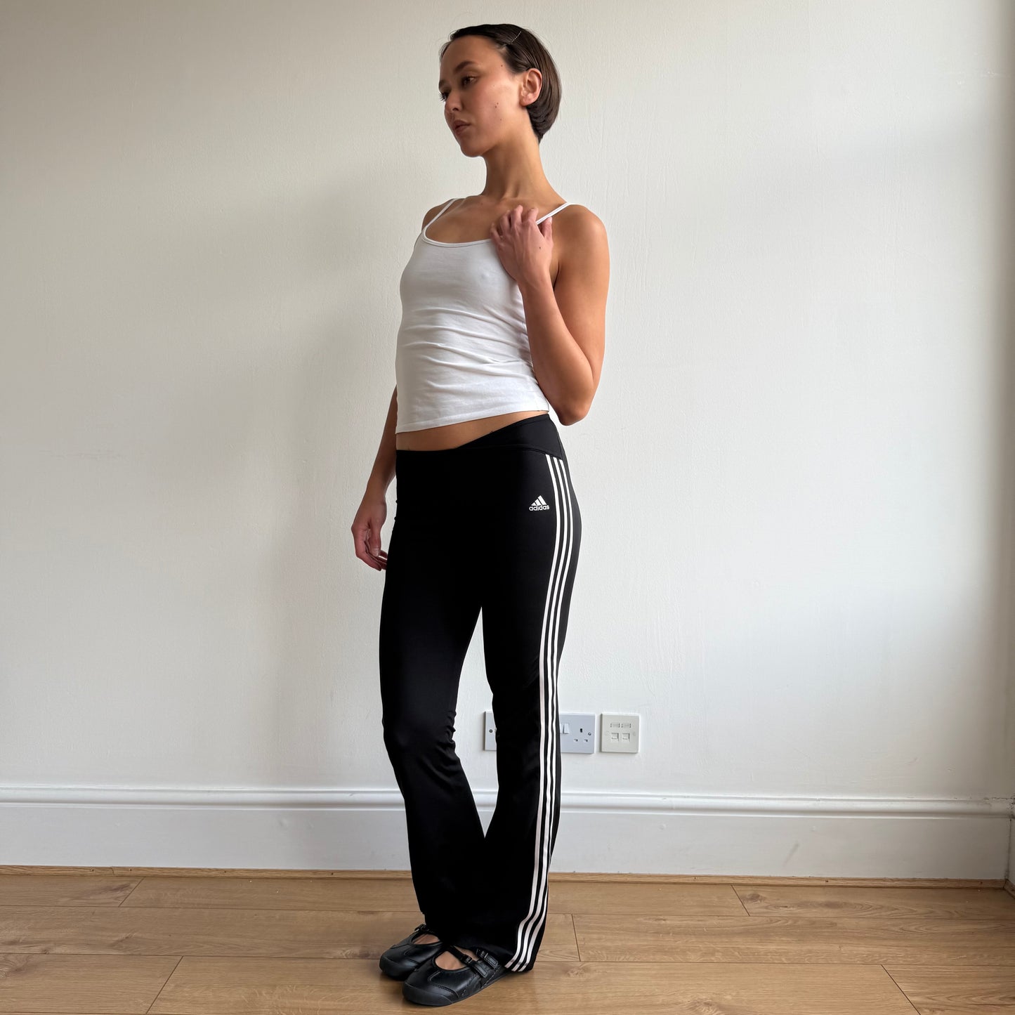 Black Adidas stripe flared yoga pants - Size XS