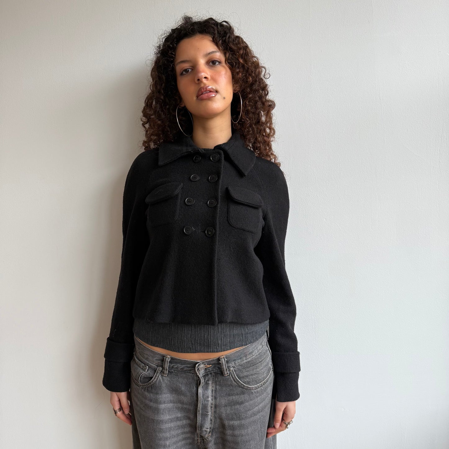 Black wool peacoat jacket - Size S