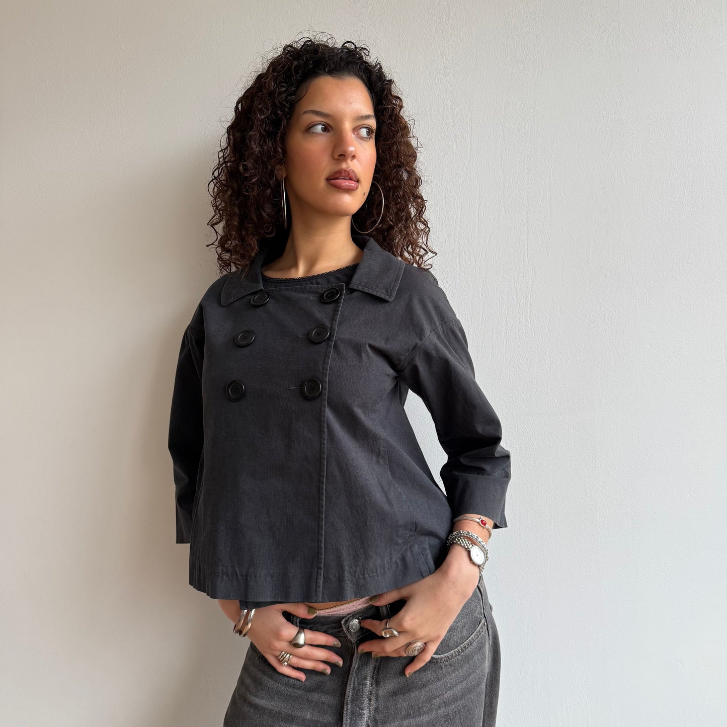 Navy buttonpeacoat - Size M