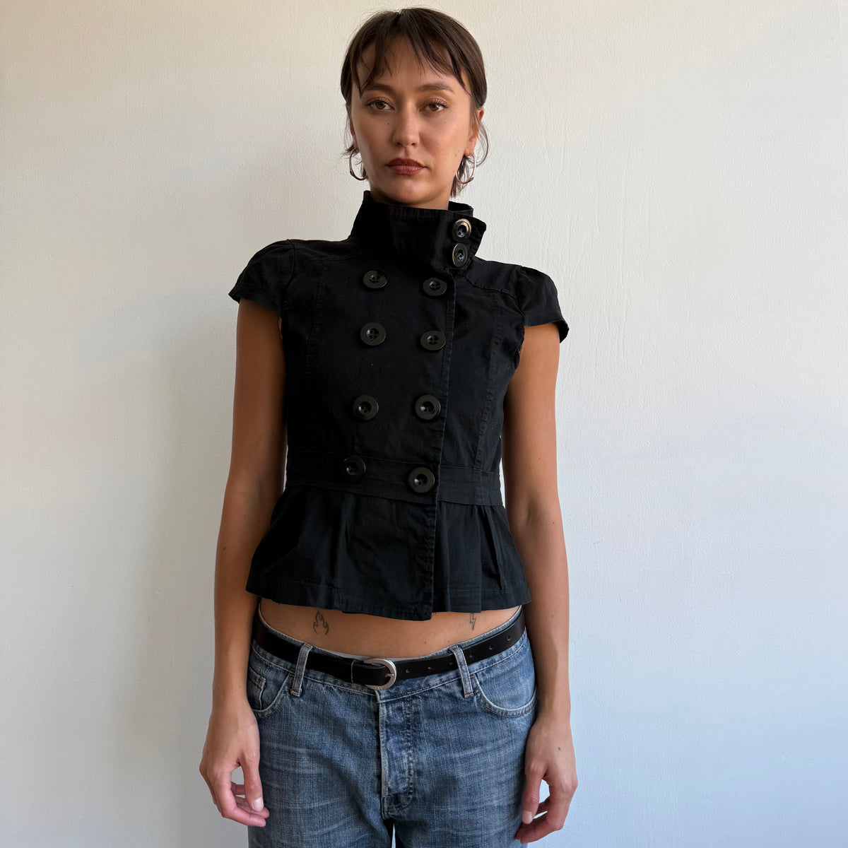 Black double breasted peacoat - Size M