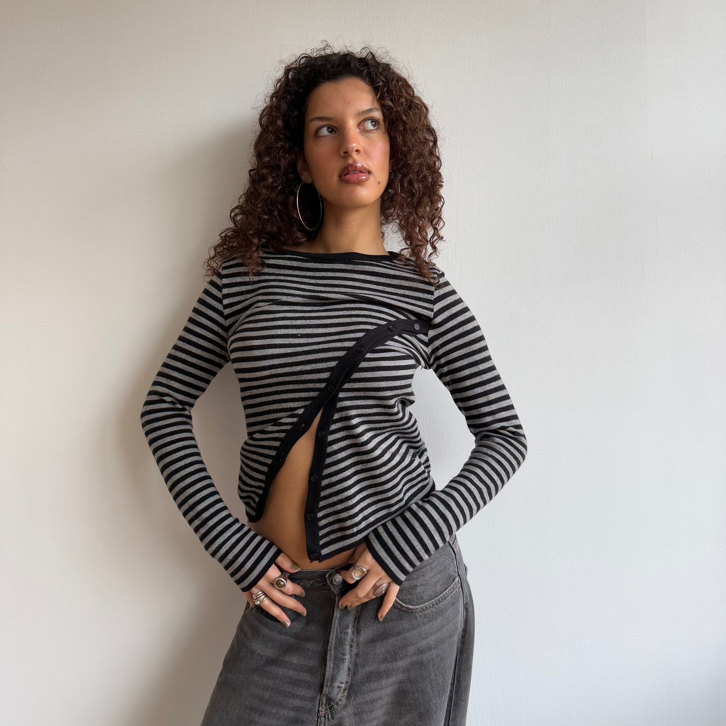 Striped button knit - Size S
