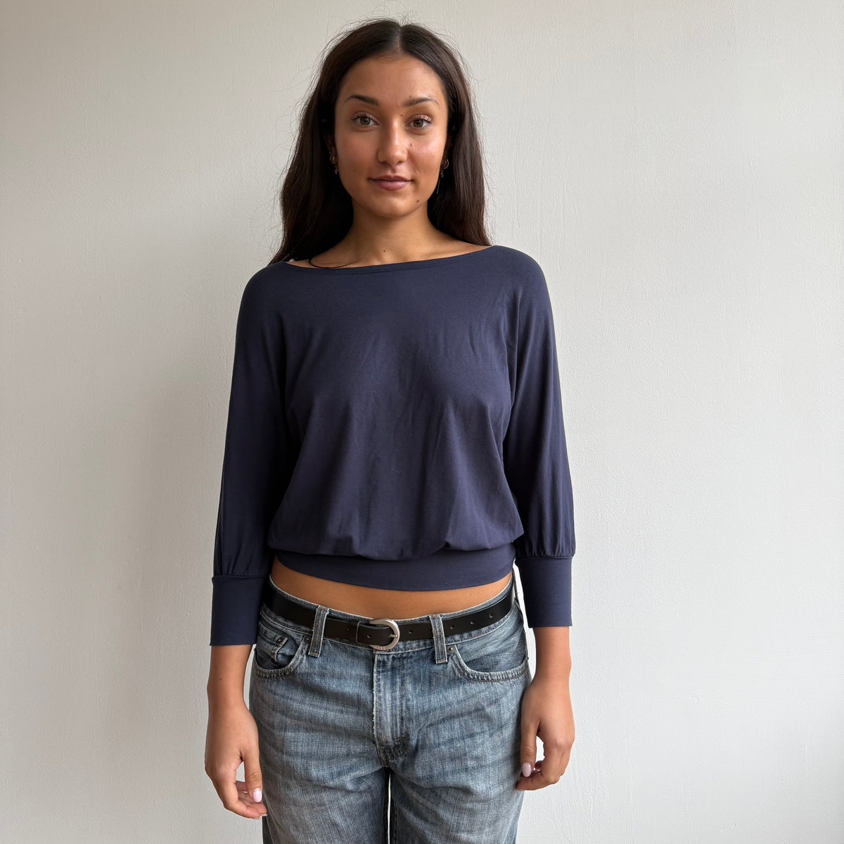 Navy blue batwing top - Size S