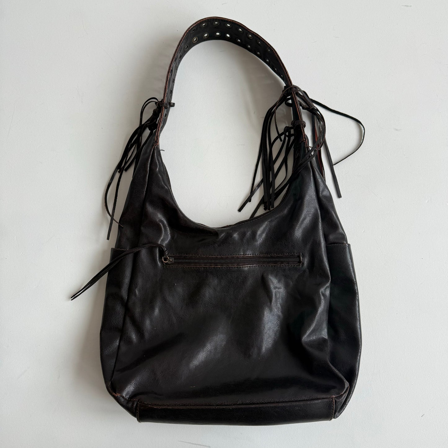 Brown leather tassel bag