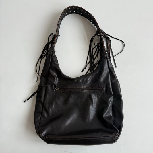 Brown leather tassel bag