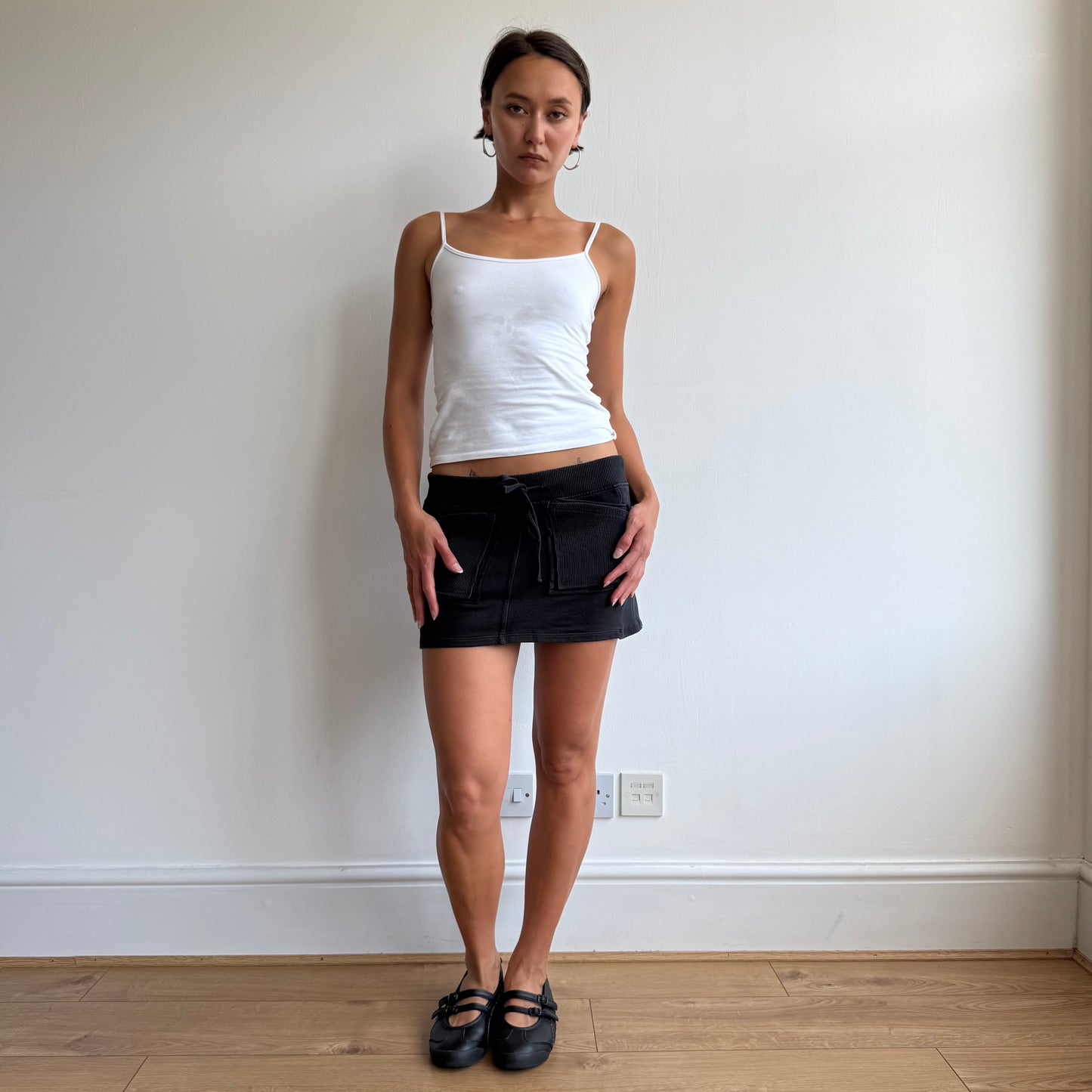 Black jersey pocket mini skirt - Size S