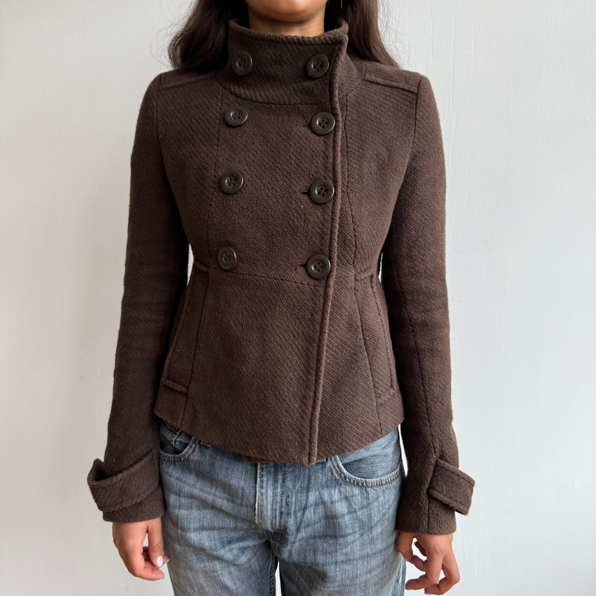 Brown double breasted peacoat - Size S