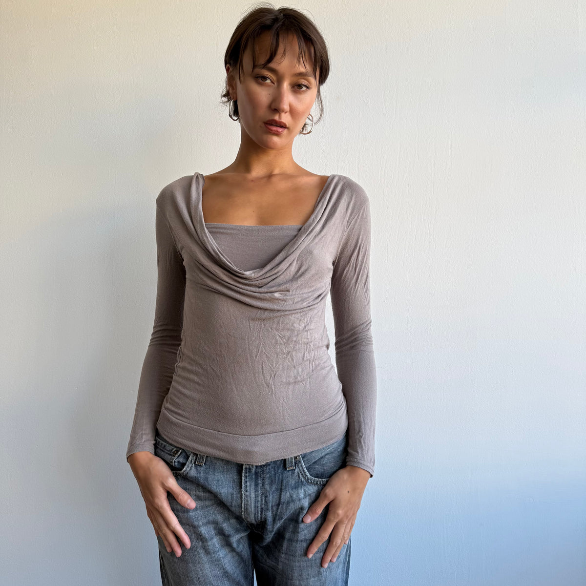 Taupe double layer top - Size S