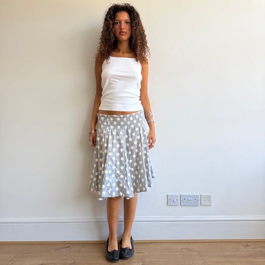 Light grey polka dot midi skirt - Size S