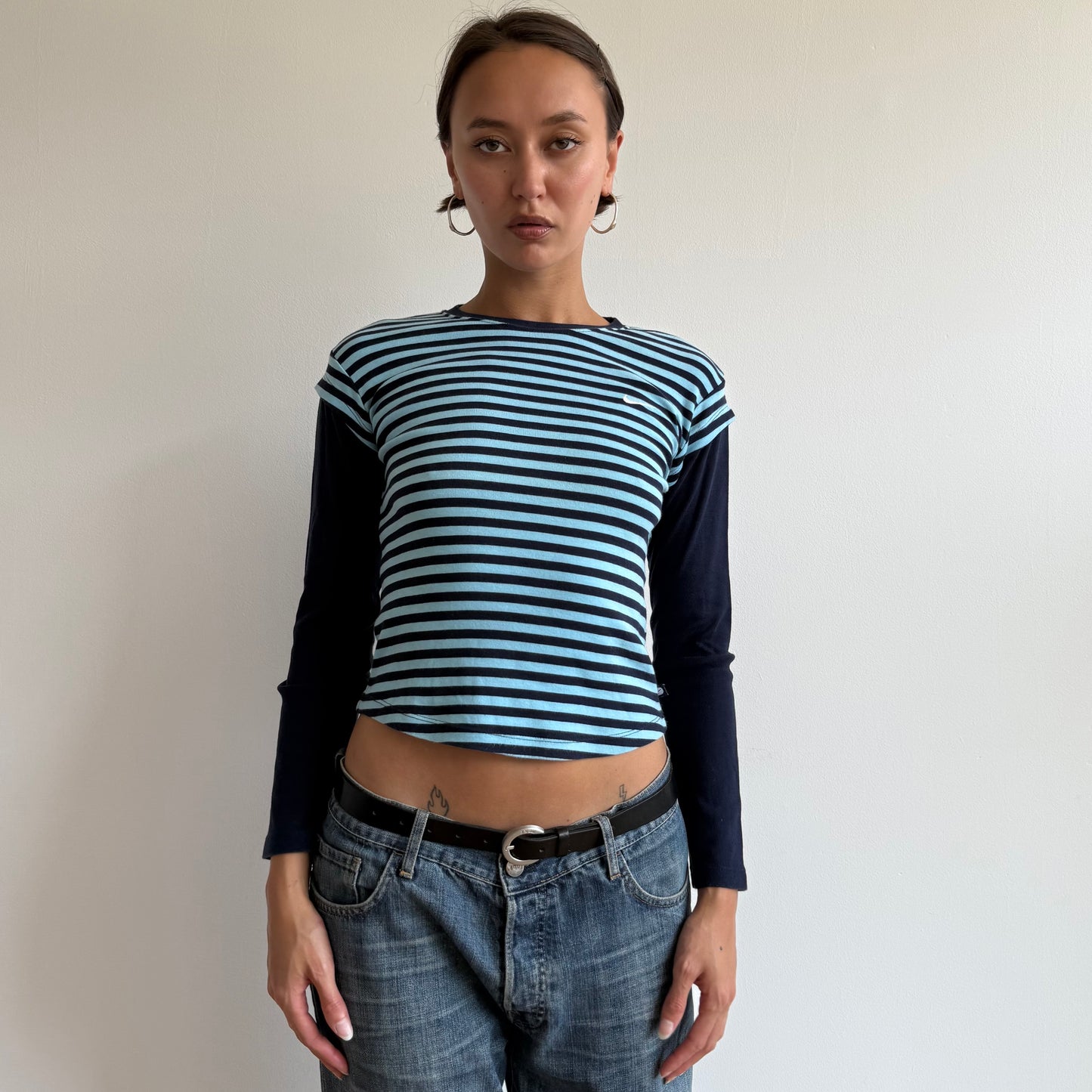 Blue striped Nike long sleeve top - Size XS
