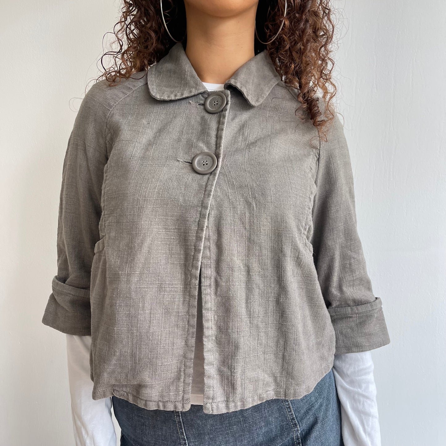 Grey linen peacoat - Size S