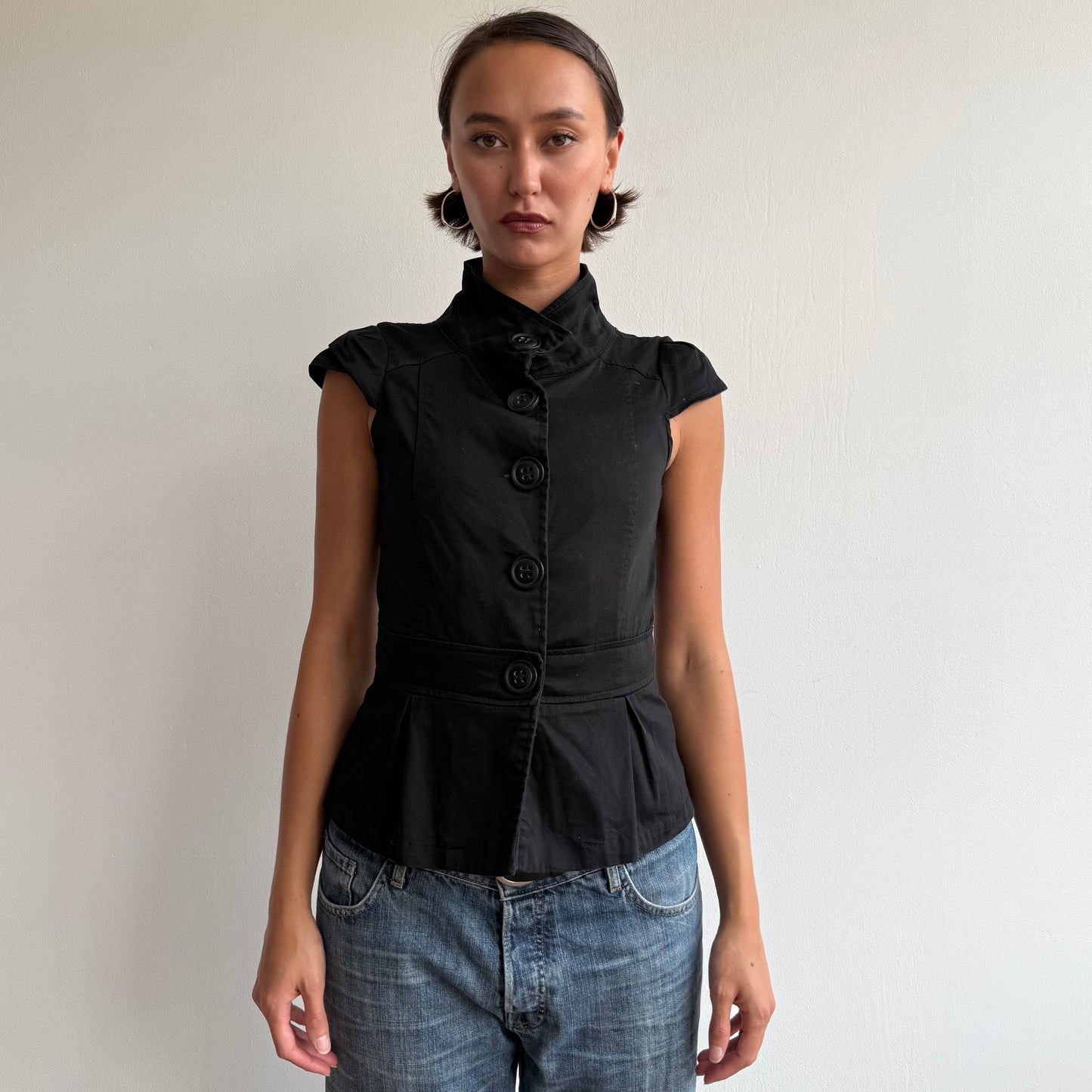 Short sleeve black peacoat - Size S