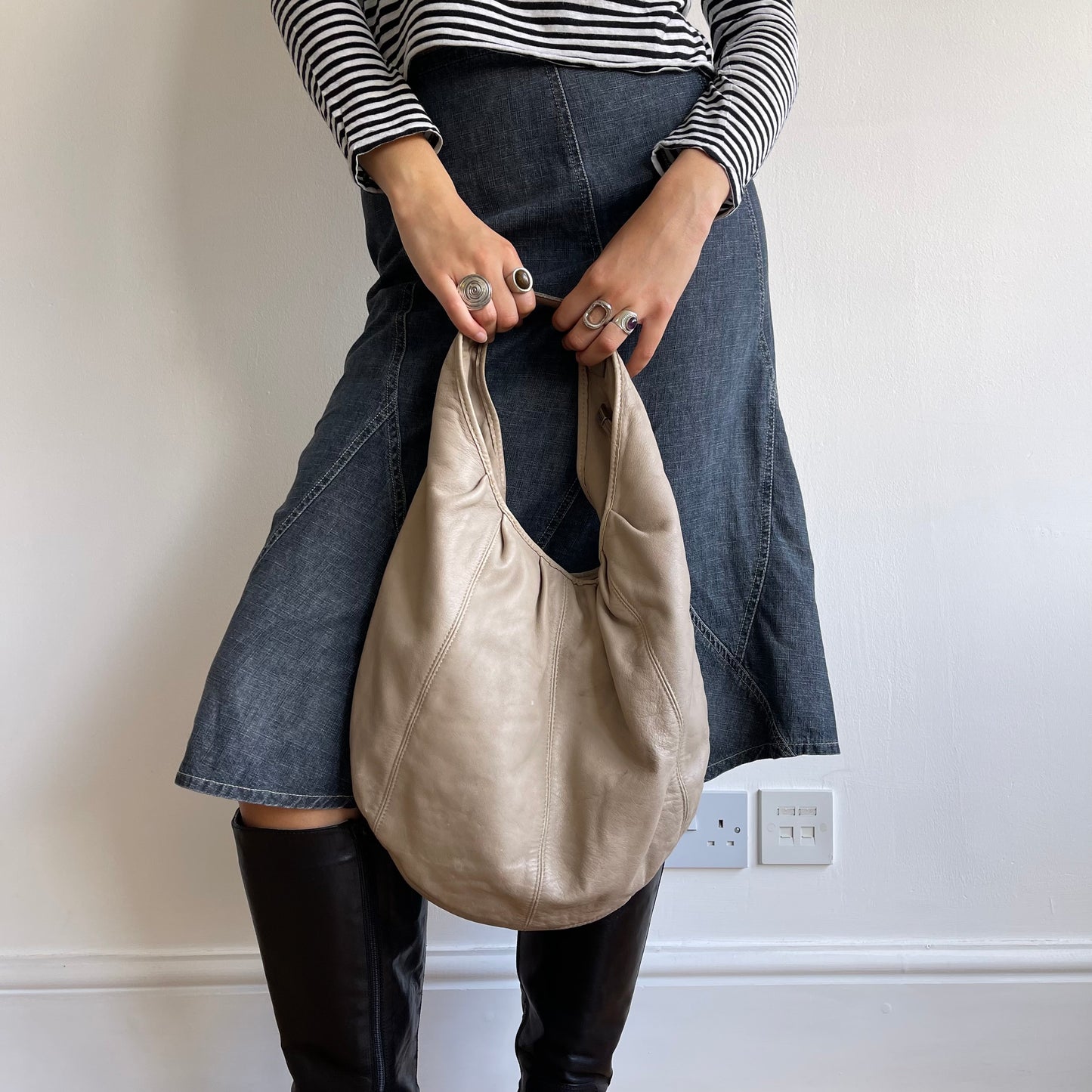 Leather hobo bag
