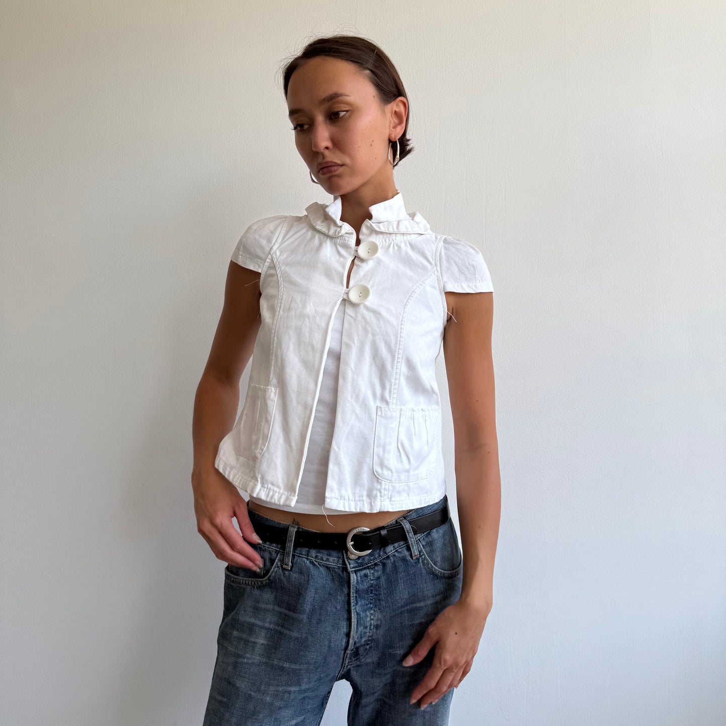 White short sleeve peacoat - Size S