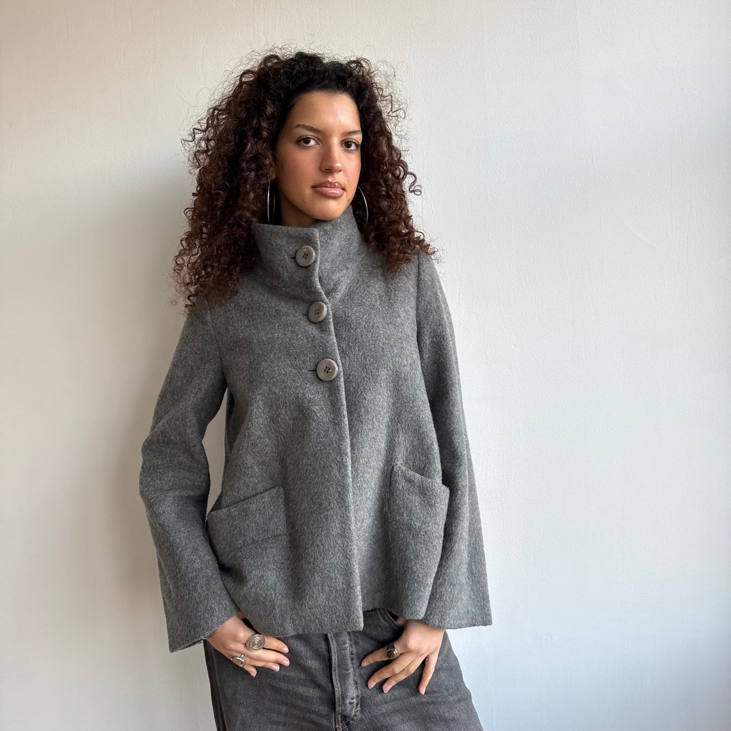 Grey wool peacoat - Size M