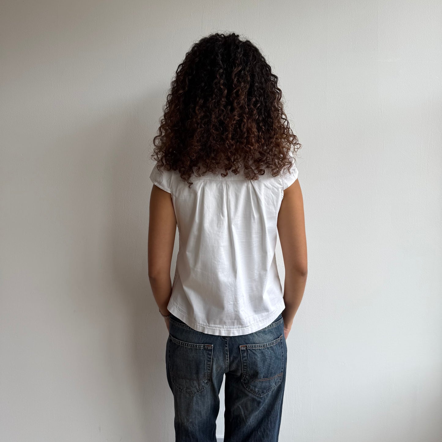 White button neck peacoat - Size S