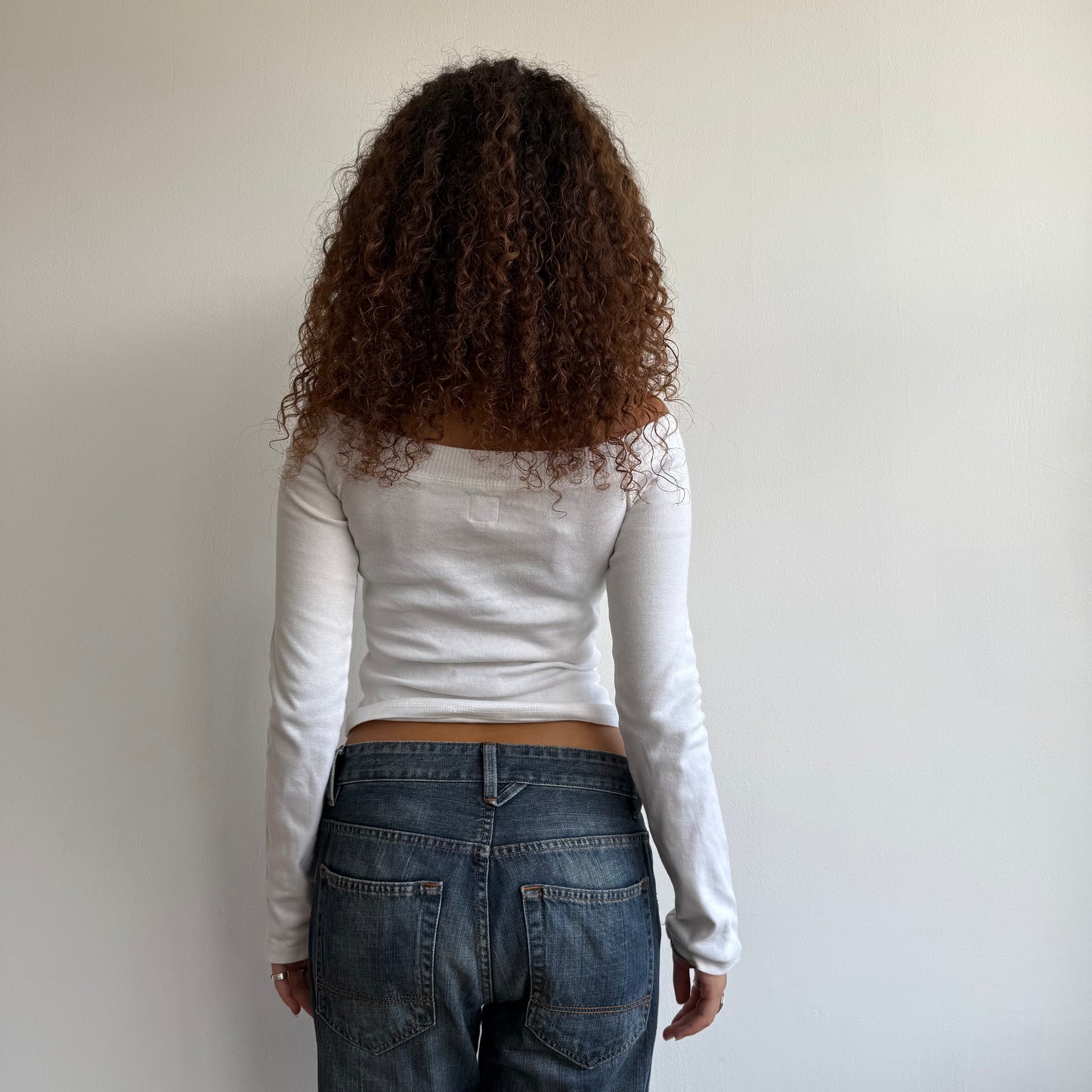 White Bardot long sleeve top - Size S