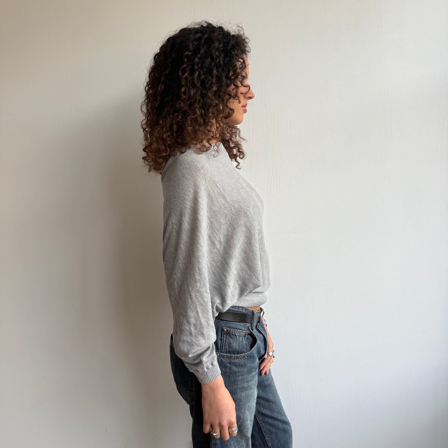 Grey slouchy button knit - Size M