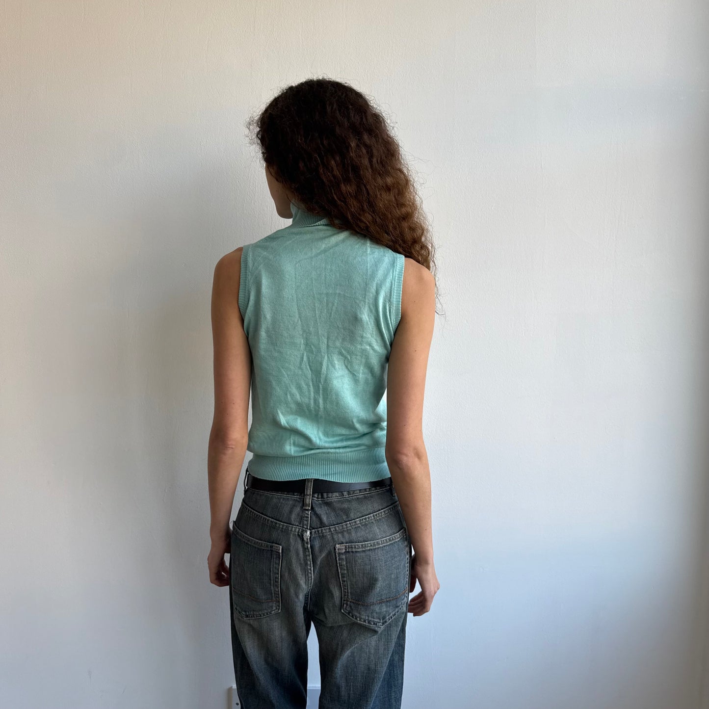 Turquoise sleeveless roll neck - Size S