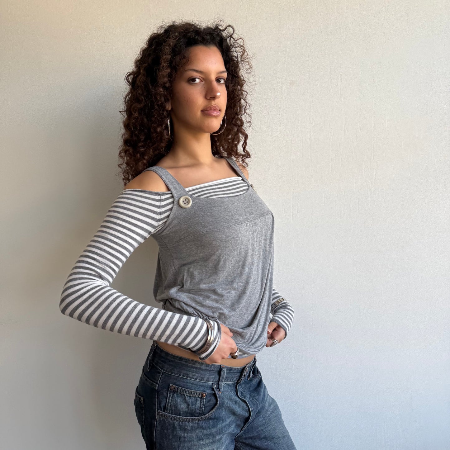 Grey button cami - Size S