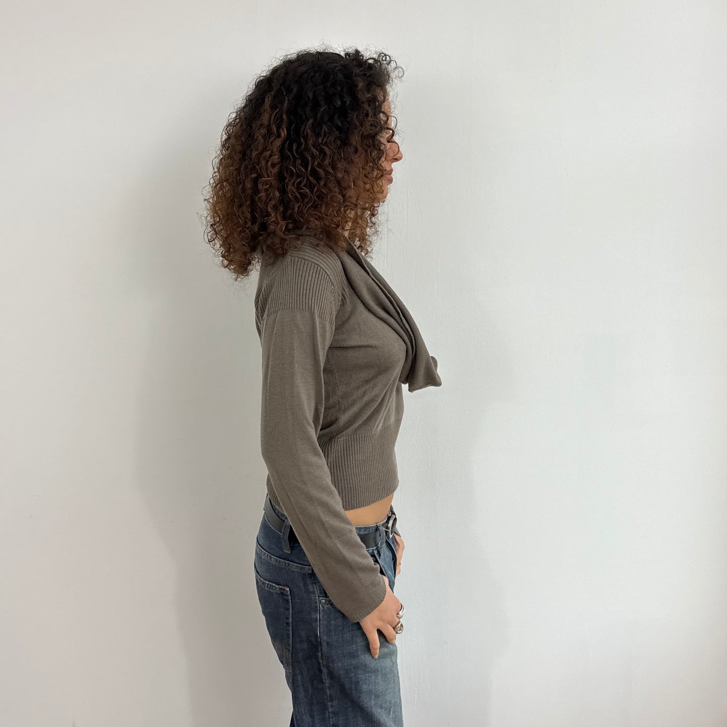 Taupe cowl neck knit - Size M