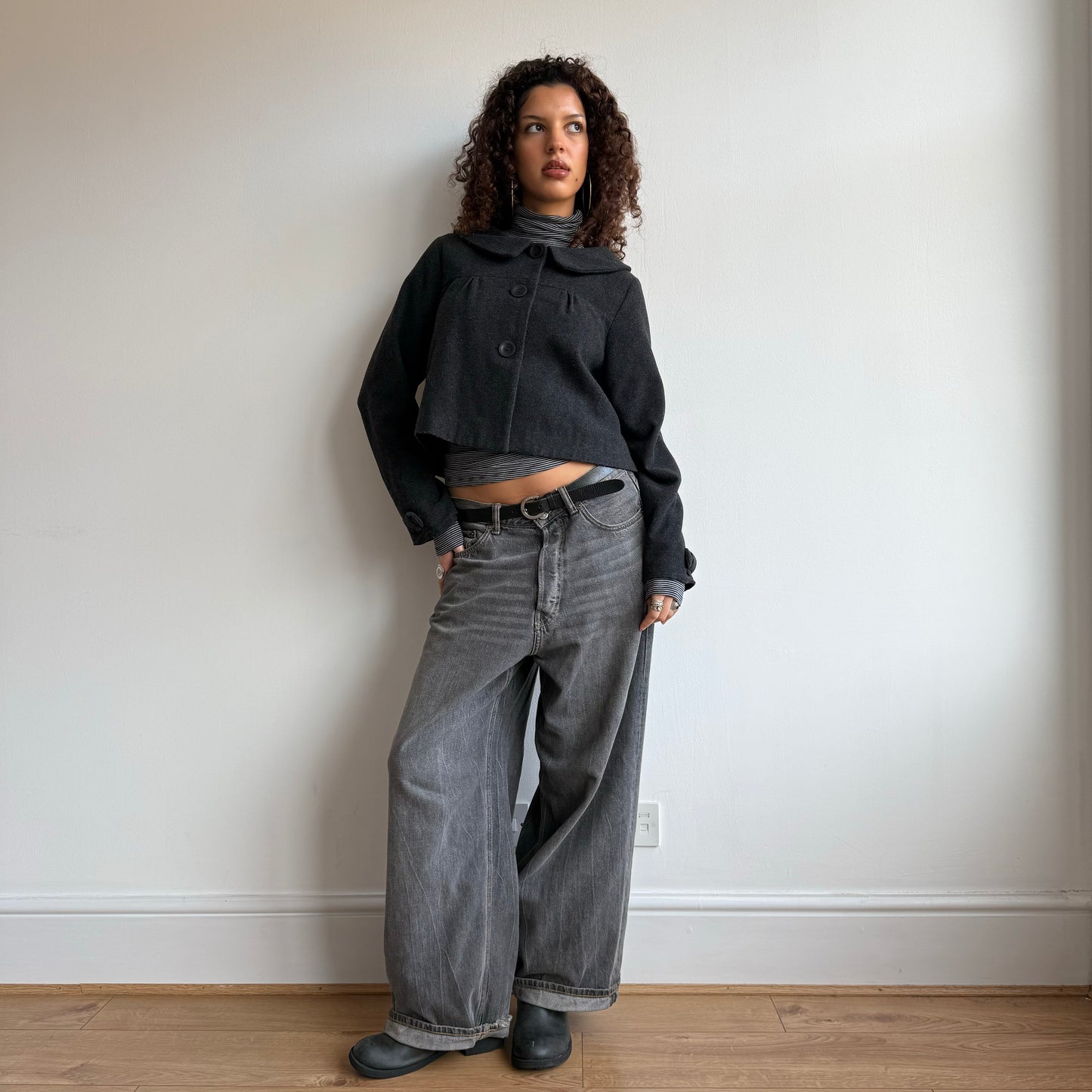 Grey wool peacoat - Size S