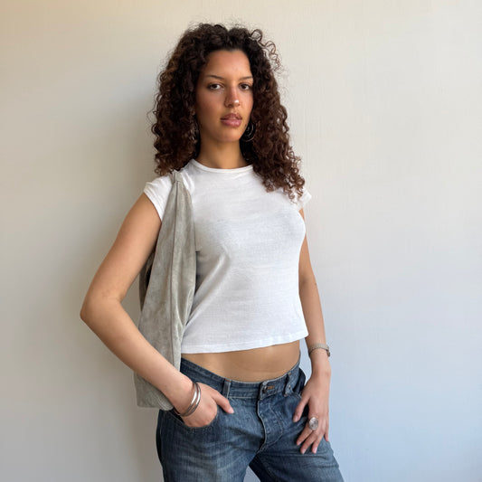 Khaki suede hobo bag